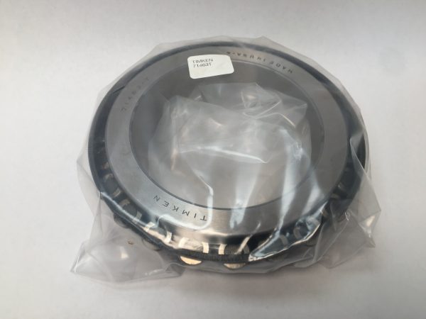 Timken 71436T tapered roller bearing cone, wrapped in plastic, labeled Timken 71436T