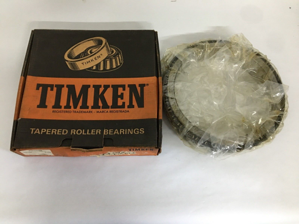 Timken LM451349-3 tapered roller cone bearing, shrink-wrapped, beside its Timken packaging box
