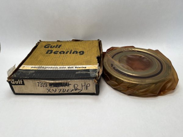 RHP 7319ATSULP4 angular contact ball bearing, shrink-wrapped, beside its original Gulf Bearing box