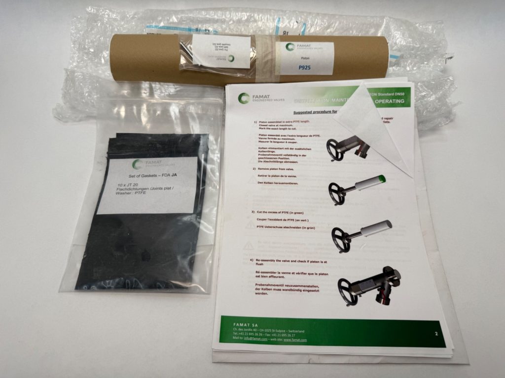Famat P925 Piston For Sampling Valve P-925 w/ Gaskets FDA-JA FDA-JB PIN POS.22