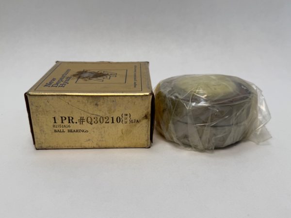 NDH Q30210DTL7A angular contact ball bearing, plastic-wrapped, next to its original New Departure Hyatt box