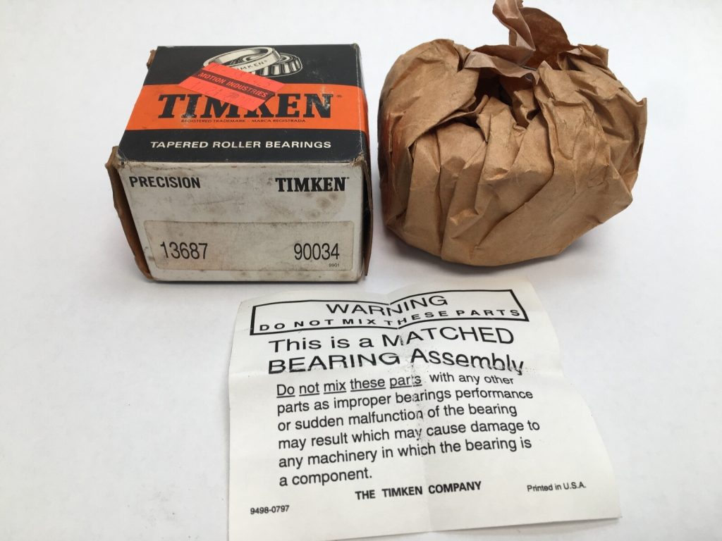 Timken 13687-90034 Double Taper Bearing Cone & Cup 1-1/2" ID 2-23/32" OD USA