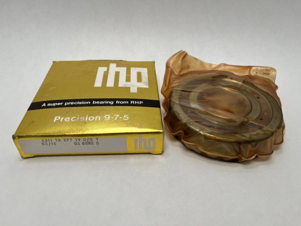 RHP 6311TBP4 deep groove ball bearing in protective wrap beside its original gold RHP packaging box