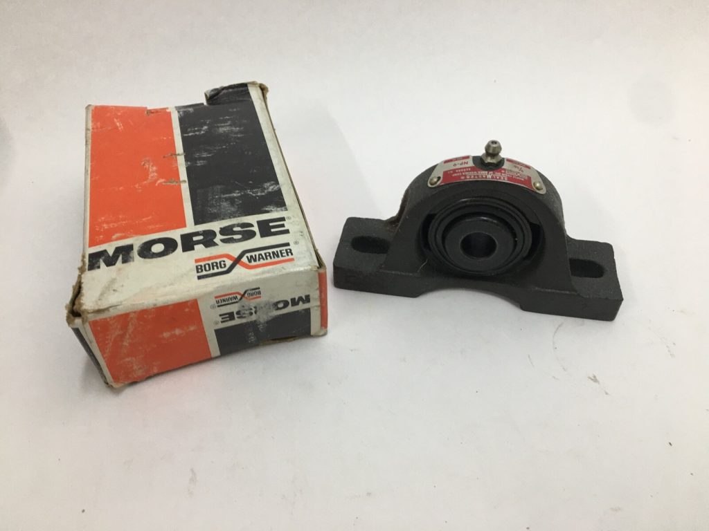 Two-Bolt Pillow Block Bearing Unit, 9/16" Bore, Setscrew Locking, Non-Expansion, Cast Iron, Felt Seals