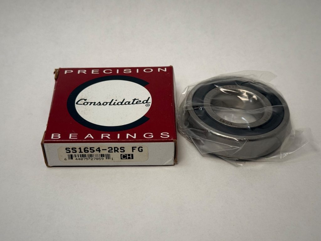 Stainless Steel Deep Groove Ball Bearing, 1-1/4 in Bore x 2-1/2 in OD x 5/8 in Wide, Two Rubber Seals, Food-Grade Grease