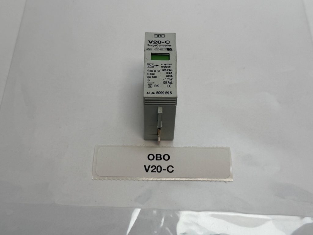 Type 2 / Class C Surge Arrester, In 20 kA, Imax 40 kA per Pole, Up 1.3 kV, Plug-In Cover on Multibase, DIN Rail