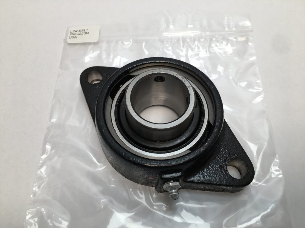 Two-Bolt Oval Flange Block Ball Bearing Unit, 1-7/16 in Bore, Cast Iron, Set Screw Locking, Non-Expansion, 5.1250 in Bolt Centres