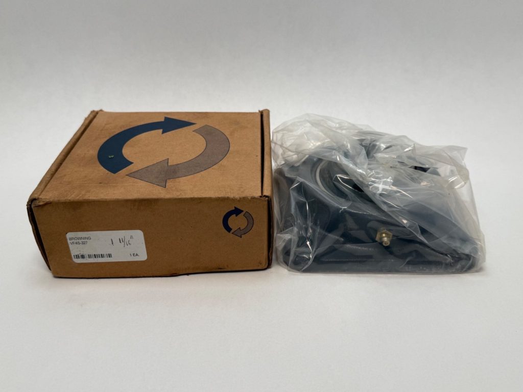 Four-Bolt Flange Ball Bearing Unit, 1-11/16 in (42.86 mm) Bore, Medium-Duty 300 Series, Setscrew Locking, Cast Iron Housing, 4-3/8 in Bolt Spacing