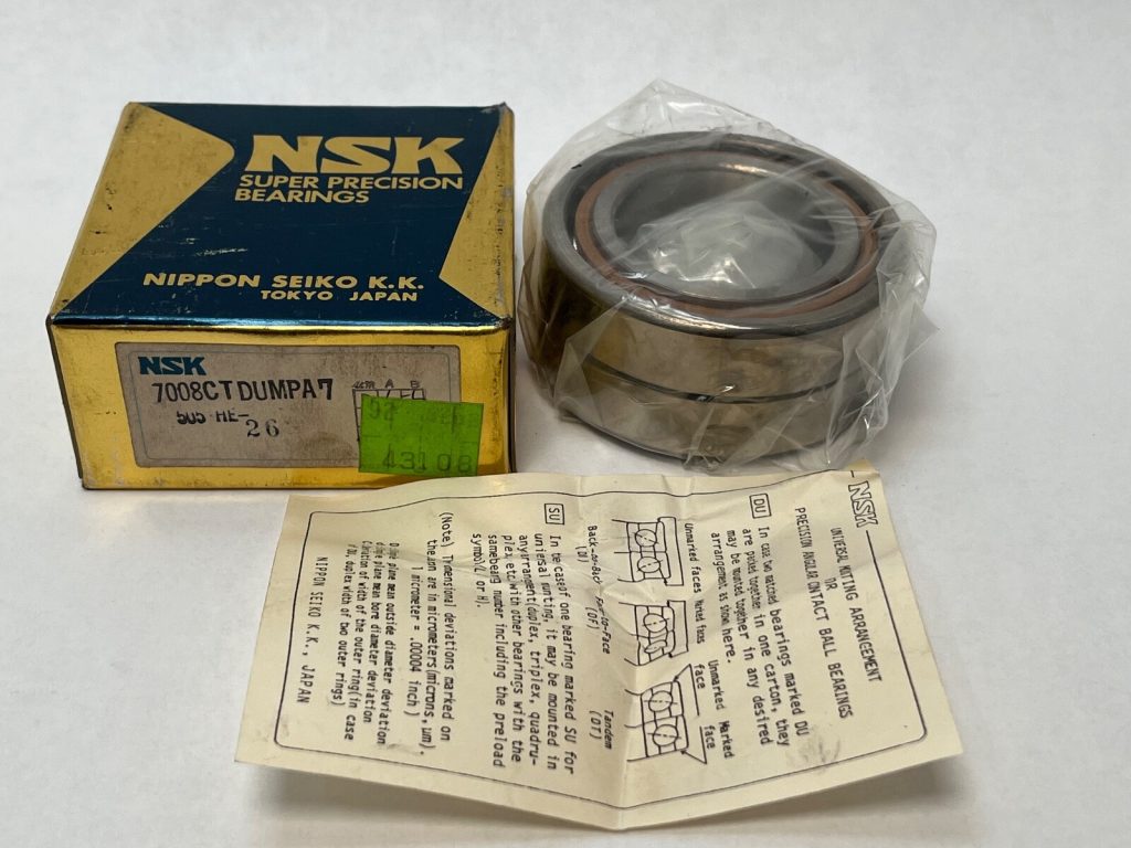 Super-Precision Duplex Angular Contact Ball Bearing Set 40 x 68 x 15 mm, 15° Contact Angle, ABEC 7, Medium Preload, Phenolic Cage