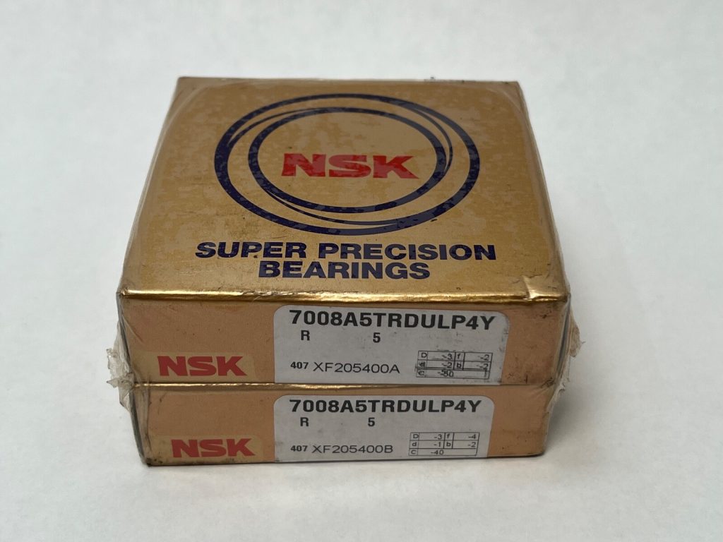 Super-Precision Angular Contact Ball Bearing Matched Pair - Straight Bore, 40 mm ID, 68 mm OD, 15 mm Width, Open, 25° Contact Angle, Light Preload, Phenolic Cage, P4Y, 2 Pcs