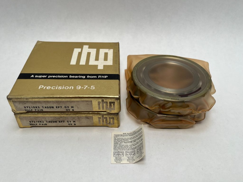 Super-Precision Angular Contact Ball Bearing Pair - Straight Bore, 50 mm ID, 90 mm OD, 20 mm Width Each, Open, 15° Contact Angle, Heavy Preload, Universal Duplex, ABEC 7
