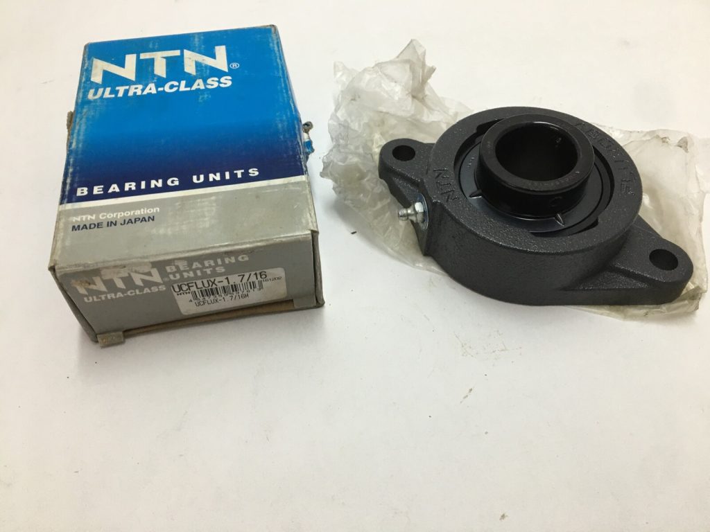 2-Bolt Flange Ball Bearing Unit 1-7/16" Bore, Medium Duty, Setscrew Locking, Seal and Flinger Both Sides