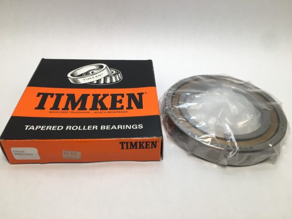 Fafnir 3MM9122WI-2 angular contact ball bearing set, shrink-wrapped, beside its Timken box