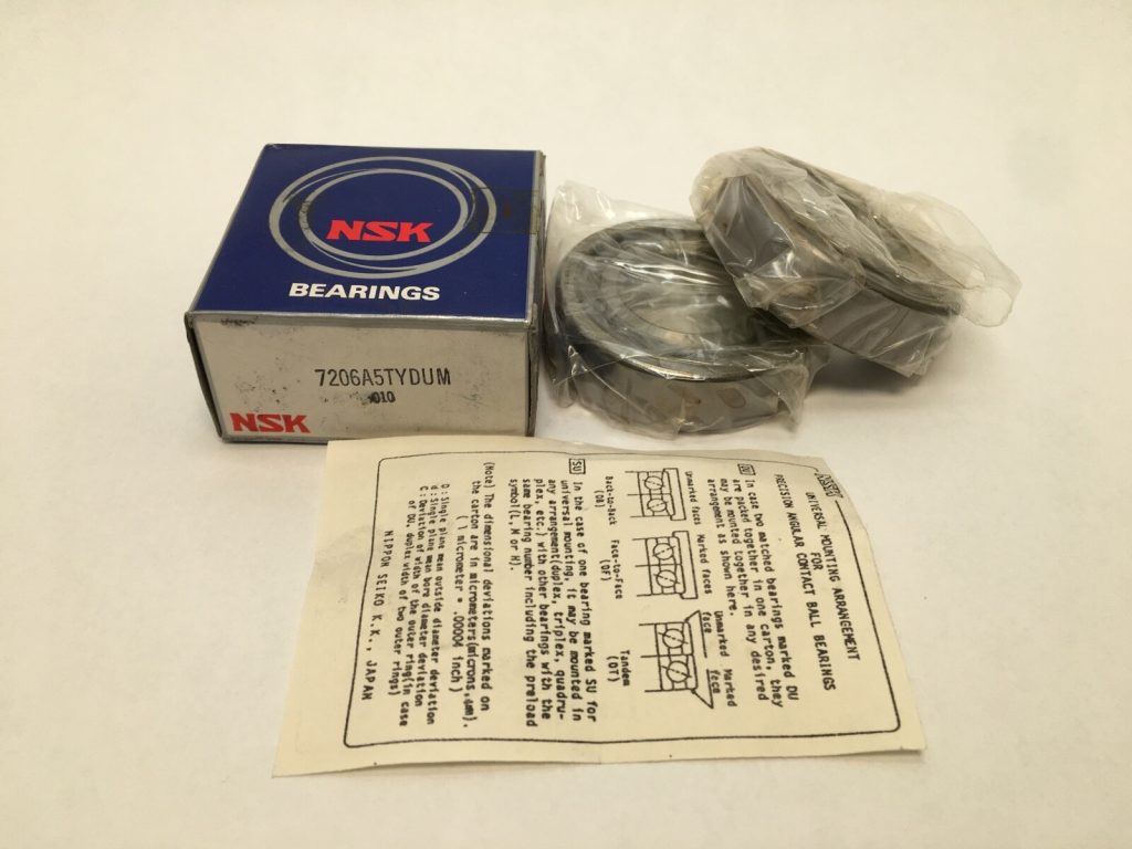 Matched Pair Super-Precision Angular Contact Ball Bearings, 30x62x16 mm Each, 25° Contact Angle, Medium Preload, Polyamide Cage, P4