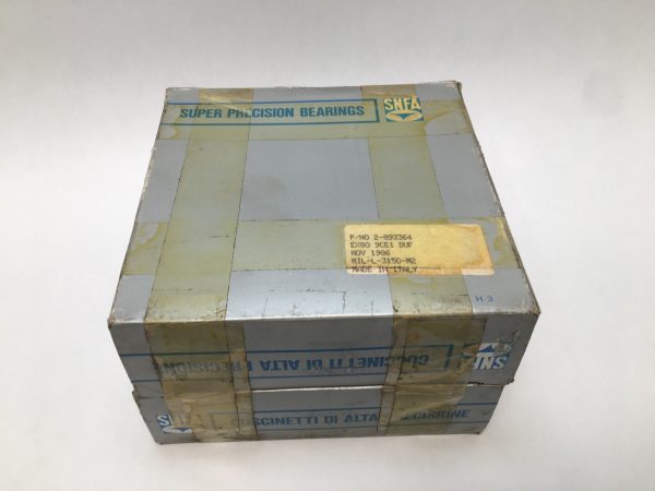 SNFA Super Precision Bearings box labeled EX80 9CE1 DUF, SNFA angular contact ball bearing packaging