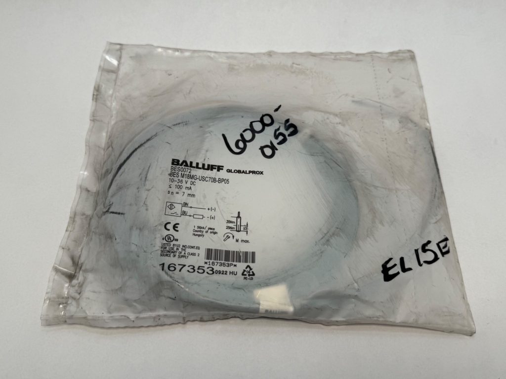 M18 x 1 Inductive Proximity Sensor, Flush Mount, 7 mm Range, PNP NO, 10-36 V DC, IP67, 5 m PUR Cable