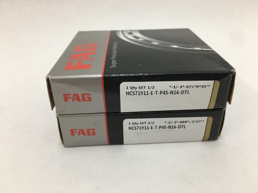 High Speed Hybrid Ceramic Angular Contact Spindle Bearing Set - 55 mm ID, 80 mm OD, 13 mm Width, Sealed, 25° Contact Angle, Light Preload Tandem Pair, P4S
