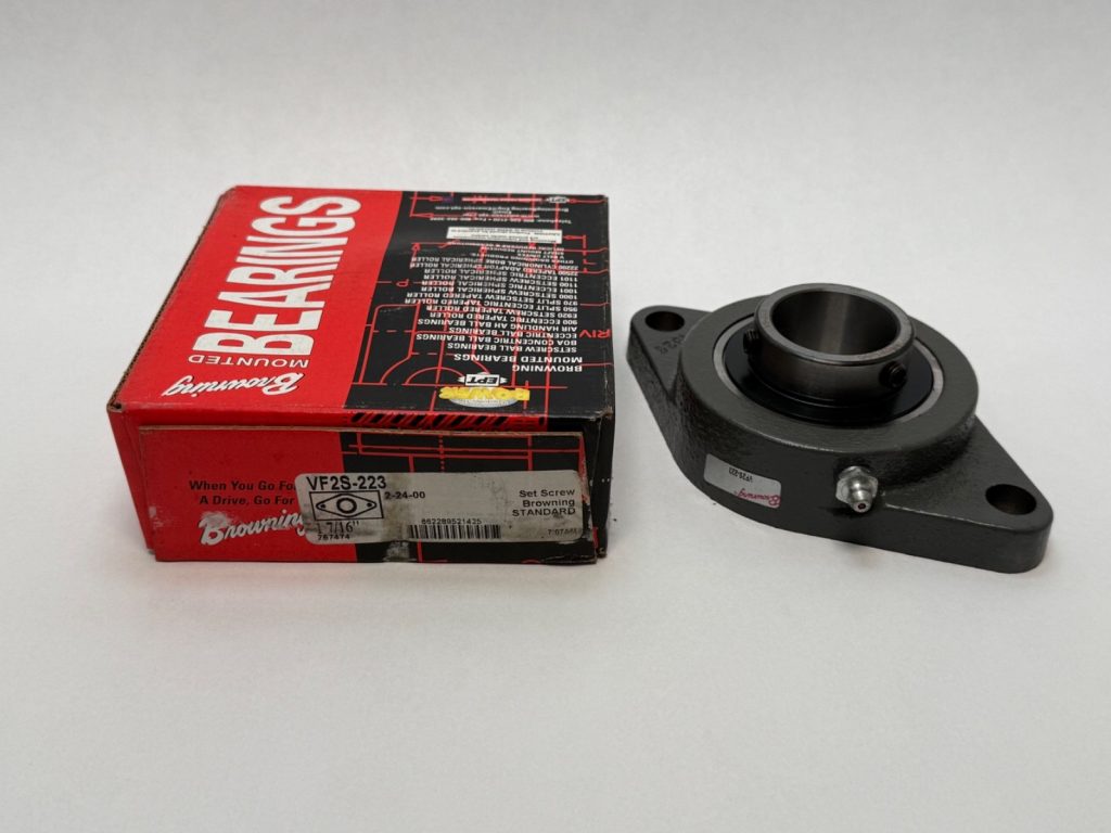 Two-Bolt Flange Mount Ball Bearing Unit, 1-7/16" Bore, Normal Duty, Cast Iron, Setscrew Locking, Non-Expansion
