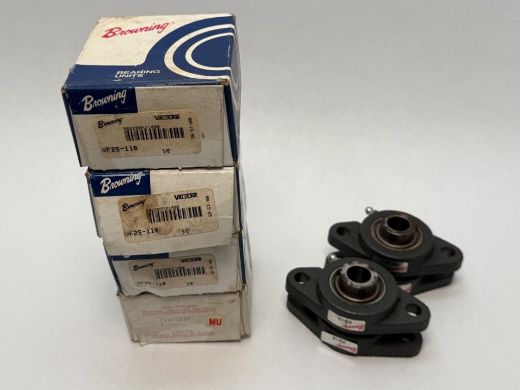 Two-Bolt Flange Mount Bearing Unit – 5/8 in Bore, Cast Iron, Setscrew Lock, Intermediate Duty, 4 Pcs