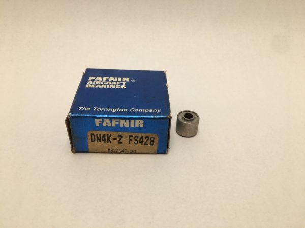 FAFNIR DW4K-2 FS428 sealed ball bearing next to its labeled Fafnir Aircraft Bearings box