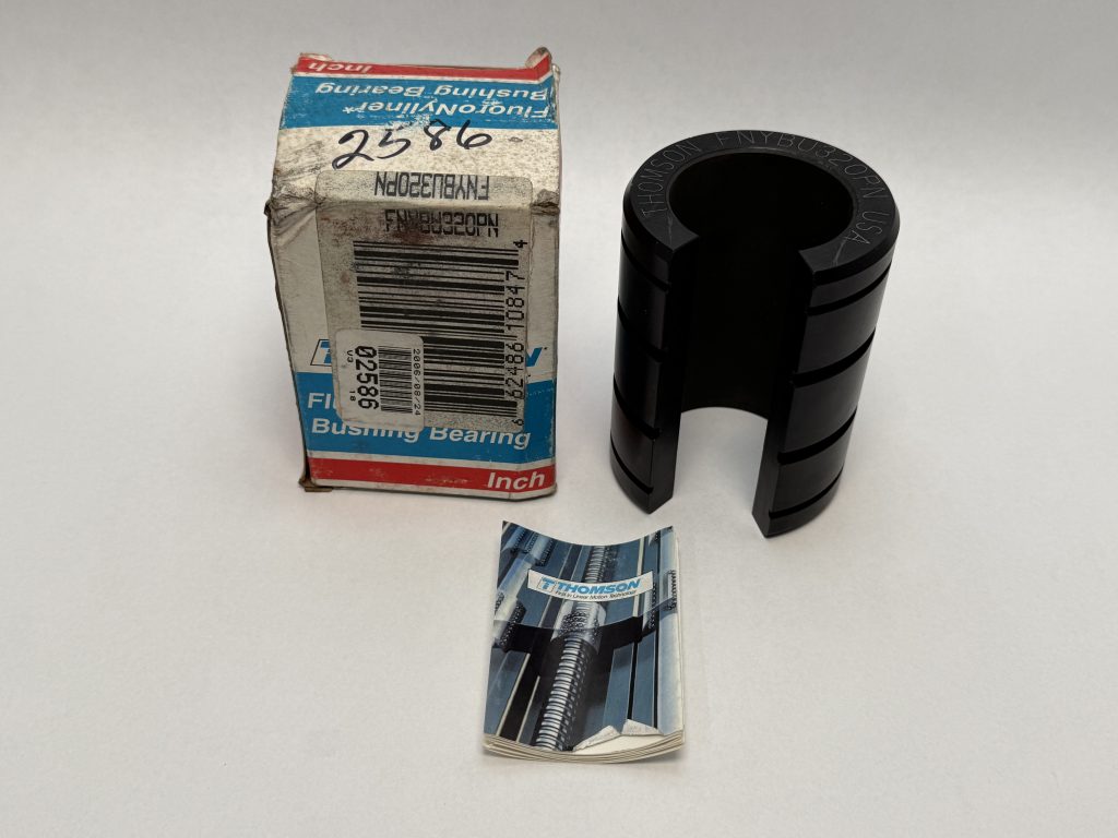 Linear Bushing Bearing — 2 in Shaft, 3 in OD, 4 in Length, Open Type, Self-Lubricating FluoroNyliner, 12,500 lbf Static