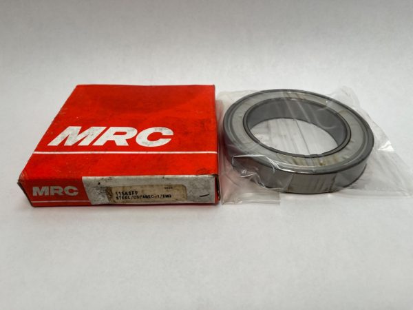 MRC 115KSFF deep groove ball bearing in plastic wrap next to its red MRC box