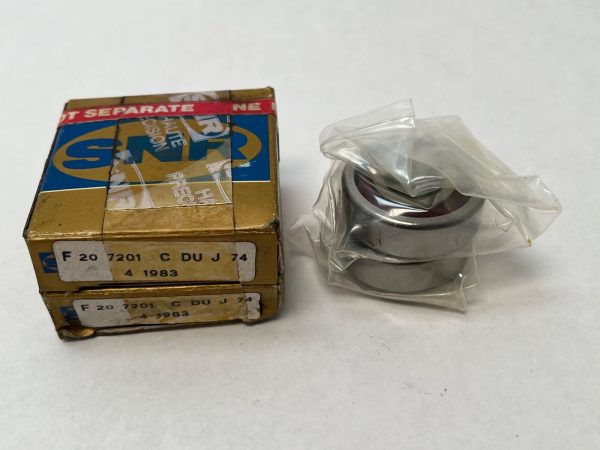 SNR 7201CDUJ74 angular contact ball bearing in plastic wrap next to its original labeled box