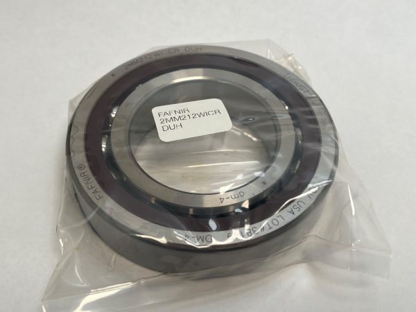 Fafnir angular contact ball bearing with label 2MM212WICR DUH, sealed in plastic packaging