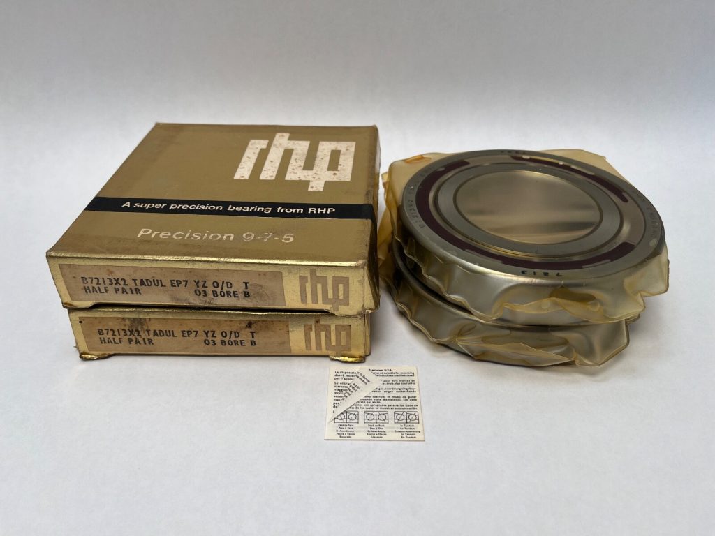 Matched Pair Super Precision Angular Contact Ball Bearings 65x120x23 mm, 15° Contact Angle, Phenolic Cage, ABEC 7, Light Preload, Universally Ground Duplex Set