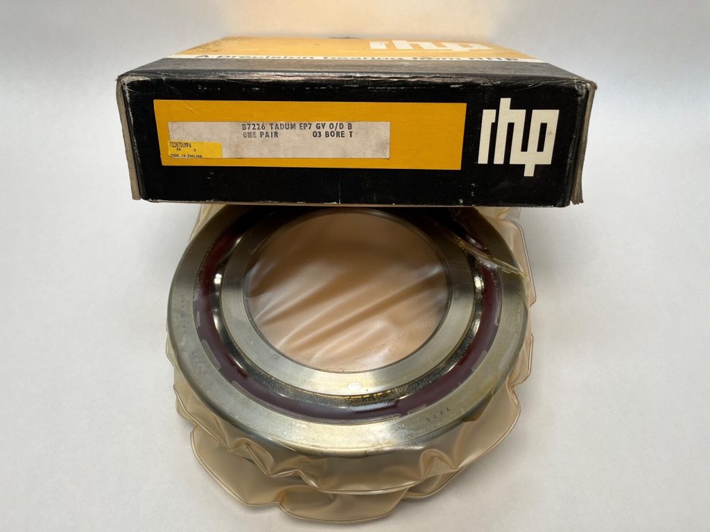 Matched Pair Super-Precision Angular Contact Ball Bearings – 130 mm ID, 230 mm OD, 40 mm Width Each, Open, Phenolic Cage, Medium Preload, EP7, 2 Pcs