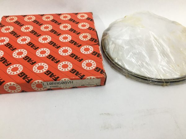 FAG L10RA608-YH thin section ball bearing, shrink-wrapped, next to its orange FAG box