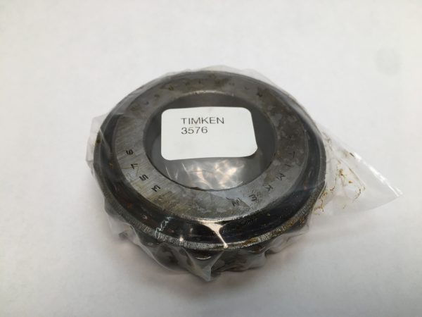 Bower 3576 tapered roller bearing cone in plastic packaging with Timken 3576 label