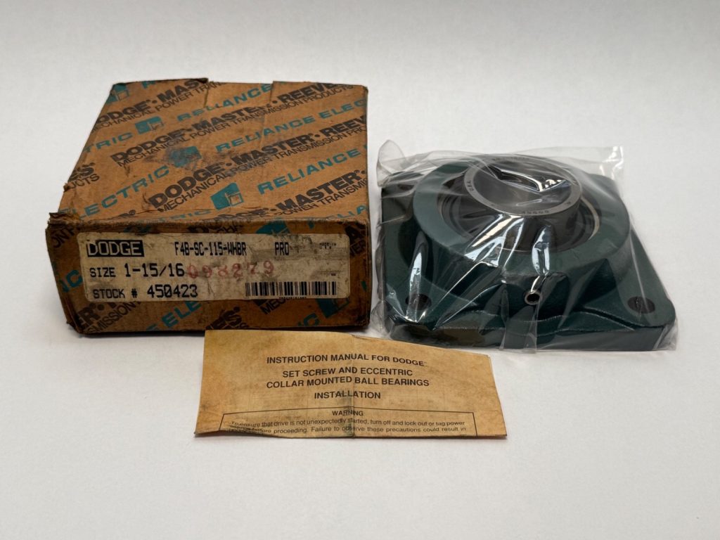 Four-Bolt Flange Ball Bearing — 1-15/16 in Bore, 65° Set Screw Locking, Normal Duty, Non-Expansion, Cast Iron