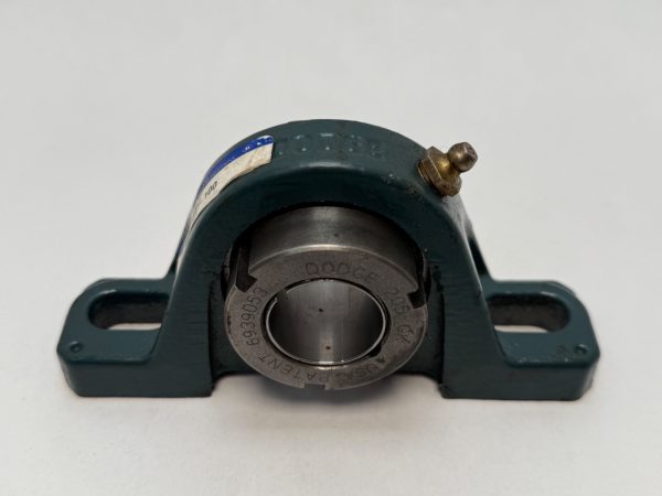Dodge P2B-GT-100 cast iron pillow block ball bearing with 2-bolt base, front view showing bore