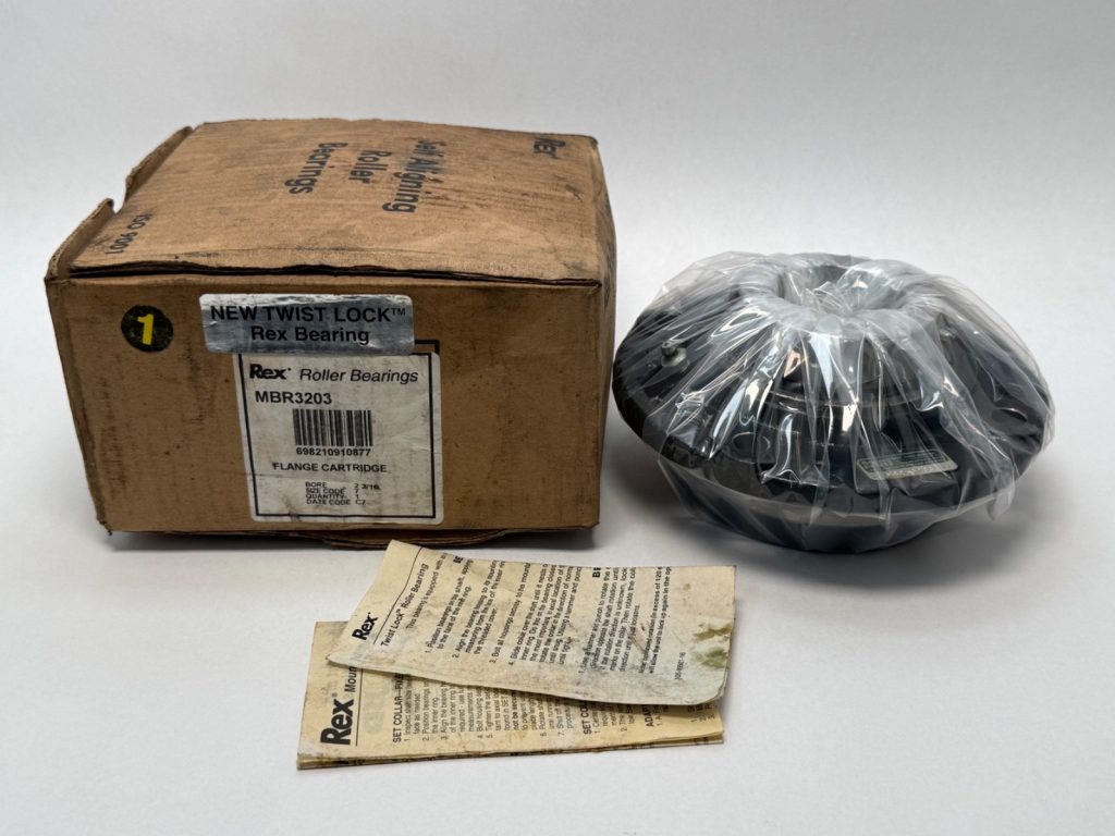 Spherical Roller Flange Cartridge Bearing — 2-3/16 in Bore, 4-Bolt Round Flange, Cast Iron, Fixed, Eccentric Collar, C3