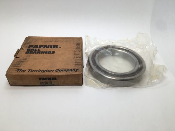 Fafnir MM9122KCR deep groove ball bearing in plastic wrap beside its original Fafnir Ball Bearings box