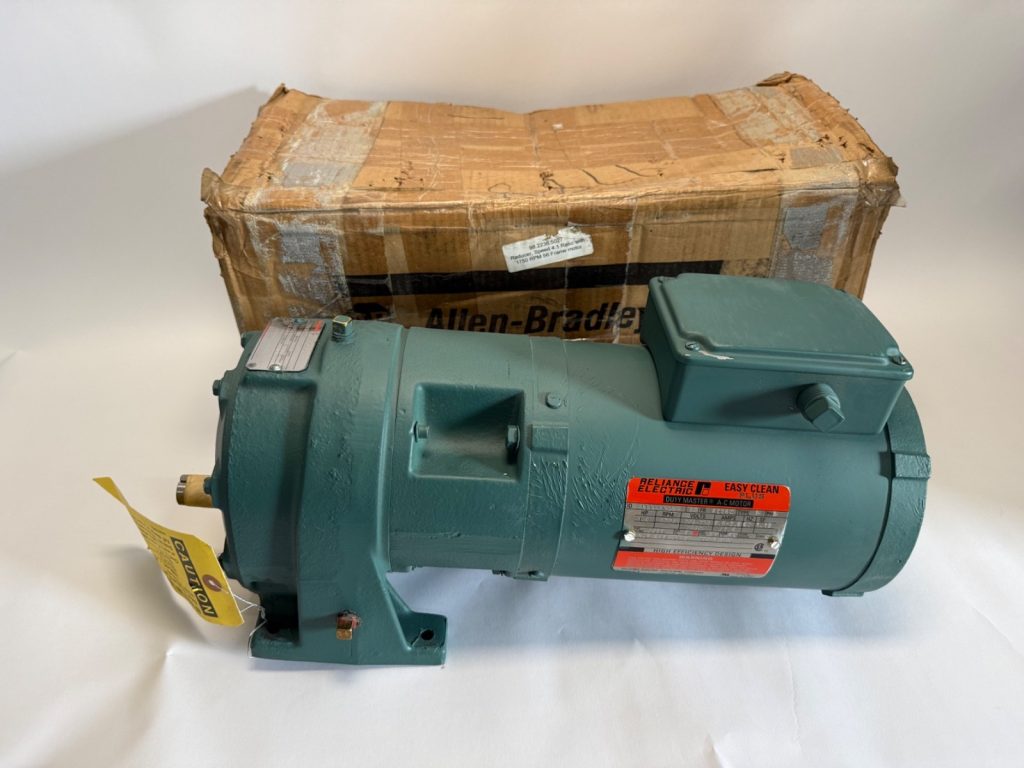 AC Motor and 4:1 Gearbox Set — 56 Frame, 60 Hz, 1750 rpm, TENV, 3/4 in Keyed Shaft
