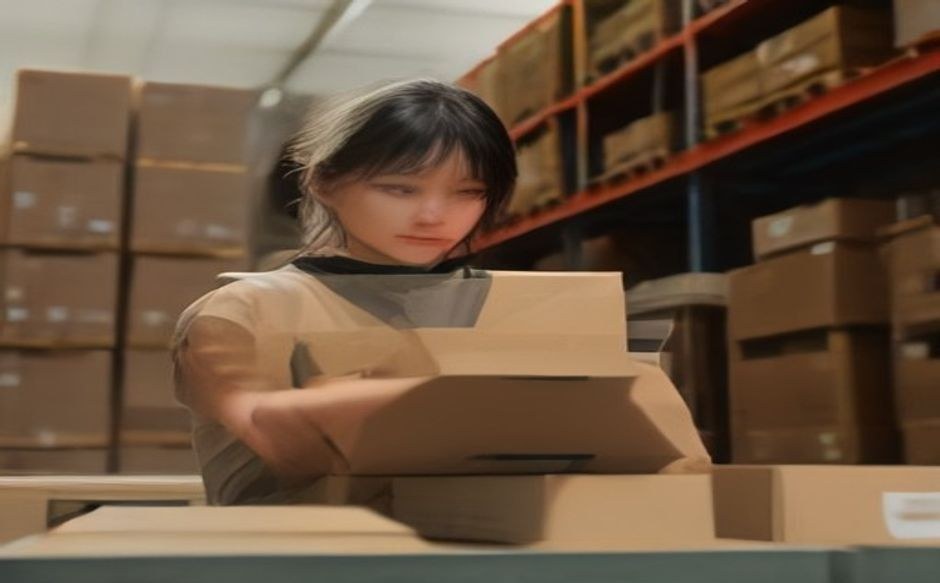 Employee confirming an order for same-day shipping