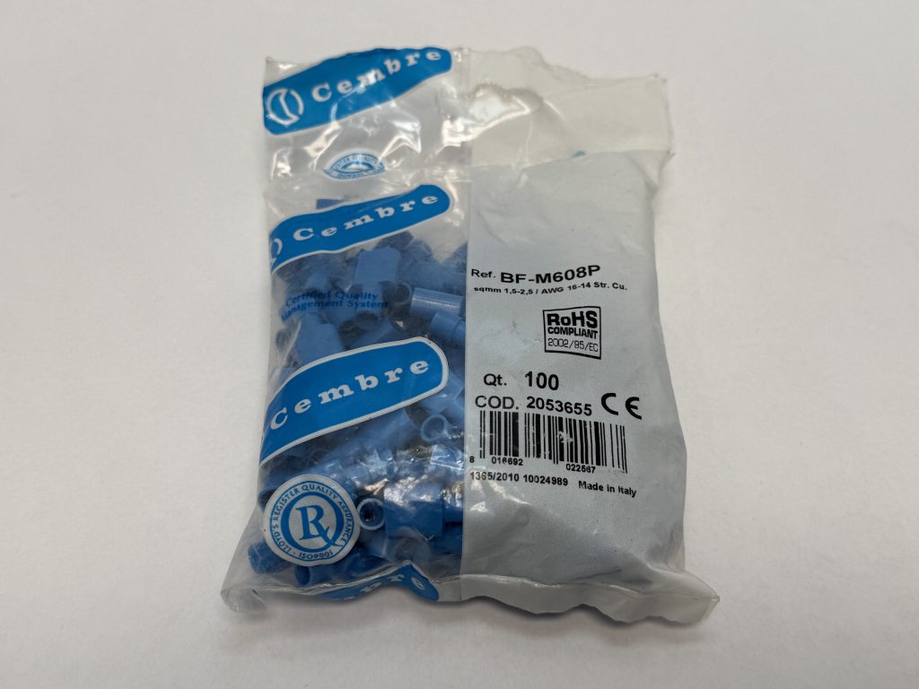 Cembre BF-M608P Insulated Female Push-On Terminal 16-14 AWG Blue 2053655 100 Pcs