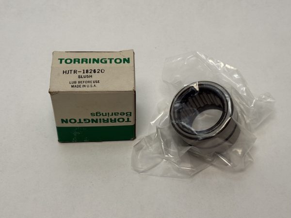 Torrington HJTR-18262C needle roller bearing in plastic wrap beside its labeled box