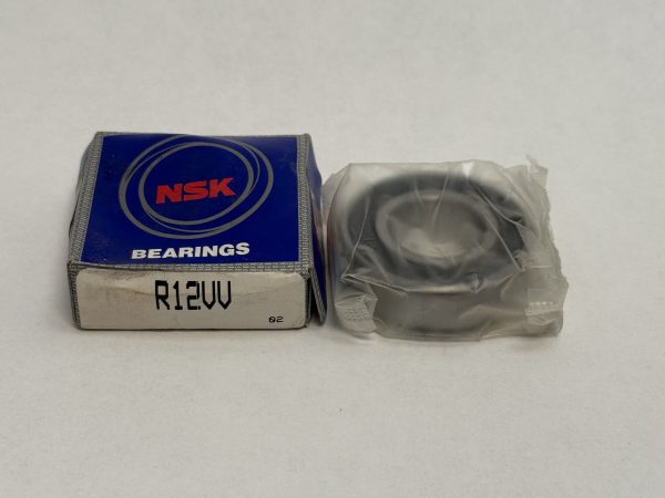 NSK R12VV deep groove ball bearing next to its labeled box