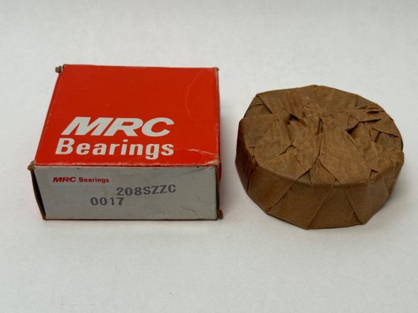 MRC 208SZZC deep groove ball bearing wrapped in paper next to its original MRC Bearings box