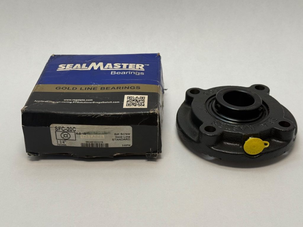 Four-Bolt Flange Ball Bearing — 1-1/4 in Bore, 4.125 in Bolt Centers, Cast Iron