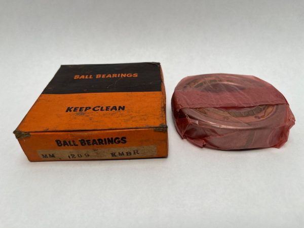 Fafnir MM209KMBR ball bearing wrapped in protective paper beside its original orange box