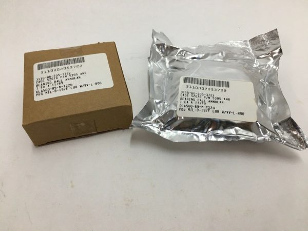 SKF 5305ANR double row angular contact ball bearing in sealed foil packaging next to its labeled cardboard box