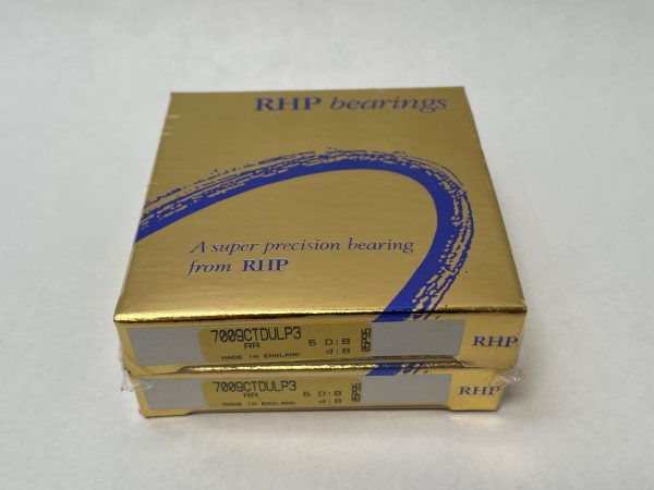 RHP 7009CTDULP3 super precision angular contact ball bearing matched pair, two boxes labeled RHP bearings