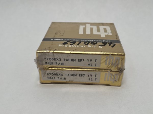 Two stacked gold RHP boxes labeled B7008X3 TADUM EP7 YV T Half Pair, Super Precision 9-7-5 bearing