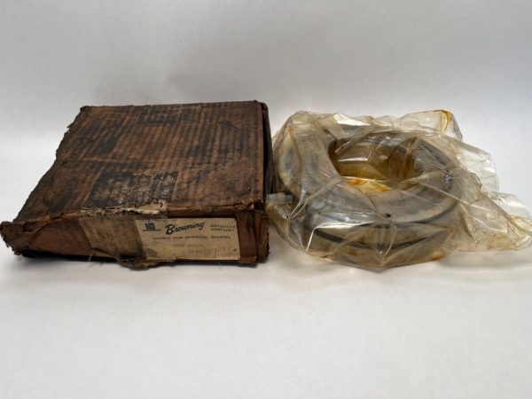 Browning 22222CKW33C3 spherical roller bearing in plastic wrap next to its worn original box