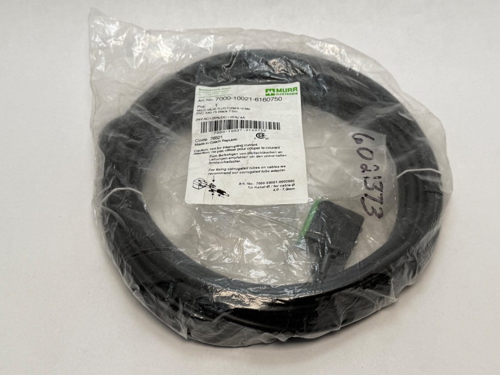 MSUD Valve Plug Cordset — Form B 10 mm, PVC Cable 3 x 0.75 mm², 7.5 m, Open-Ended Wires
