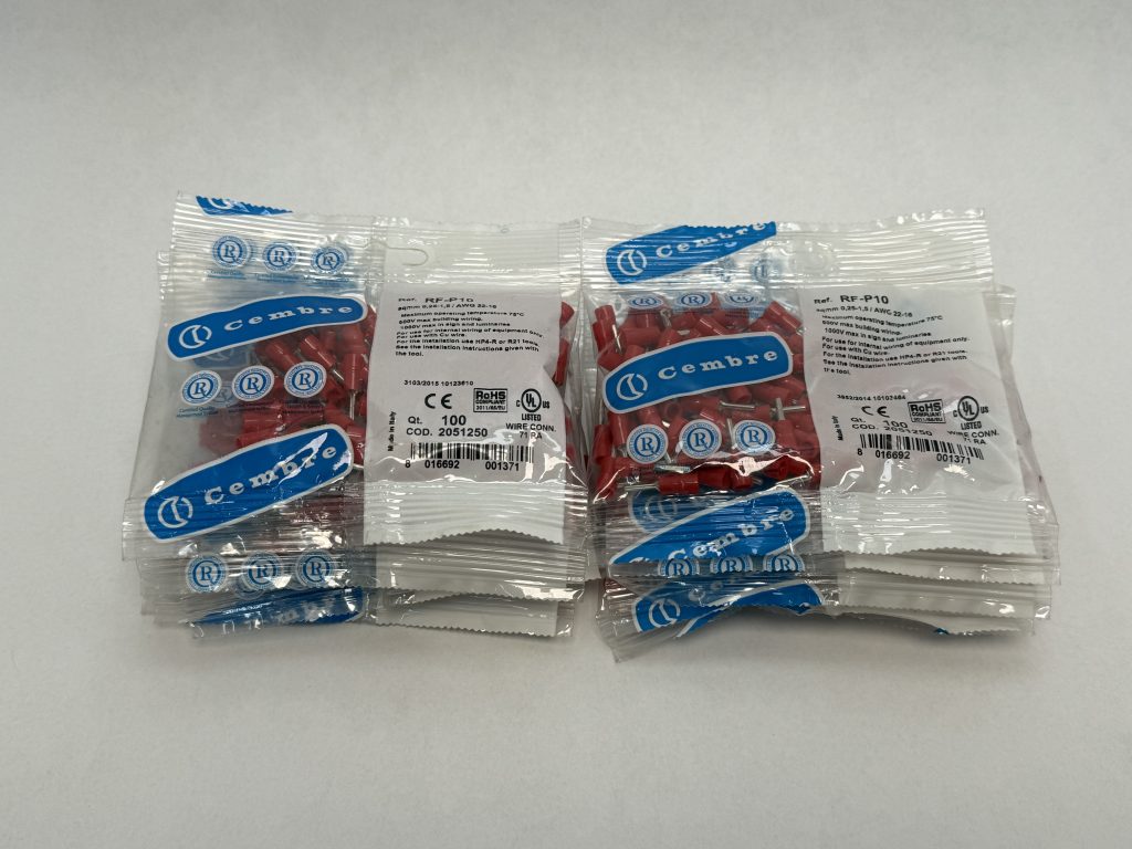Cembre RF-P10 Insulated Pin Terminal 22-16 AWG Red 2051250 Lot Of 1000